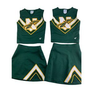 Twin Girl 2 Matching Cheerleader Uniform Outfits Child 26" Top 21" Skirt VARSITY